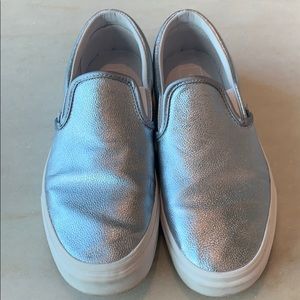 Metallic blue Vans slip on 9.5